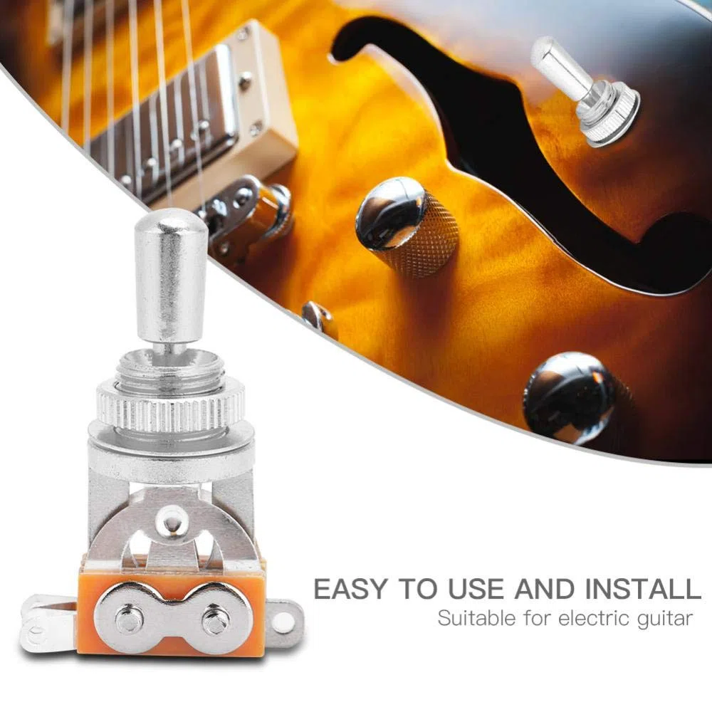 Gitara 3-kierunkowy przełącznik przełączania, metalowy przełącznik przełącznika z przełącznikiem z mosiężną końcówką do gitary elektrycznej w stylu LP (srebrny)