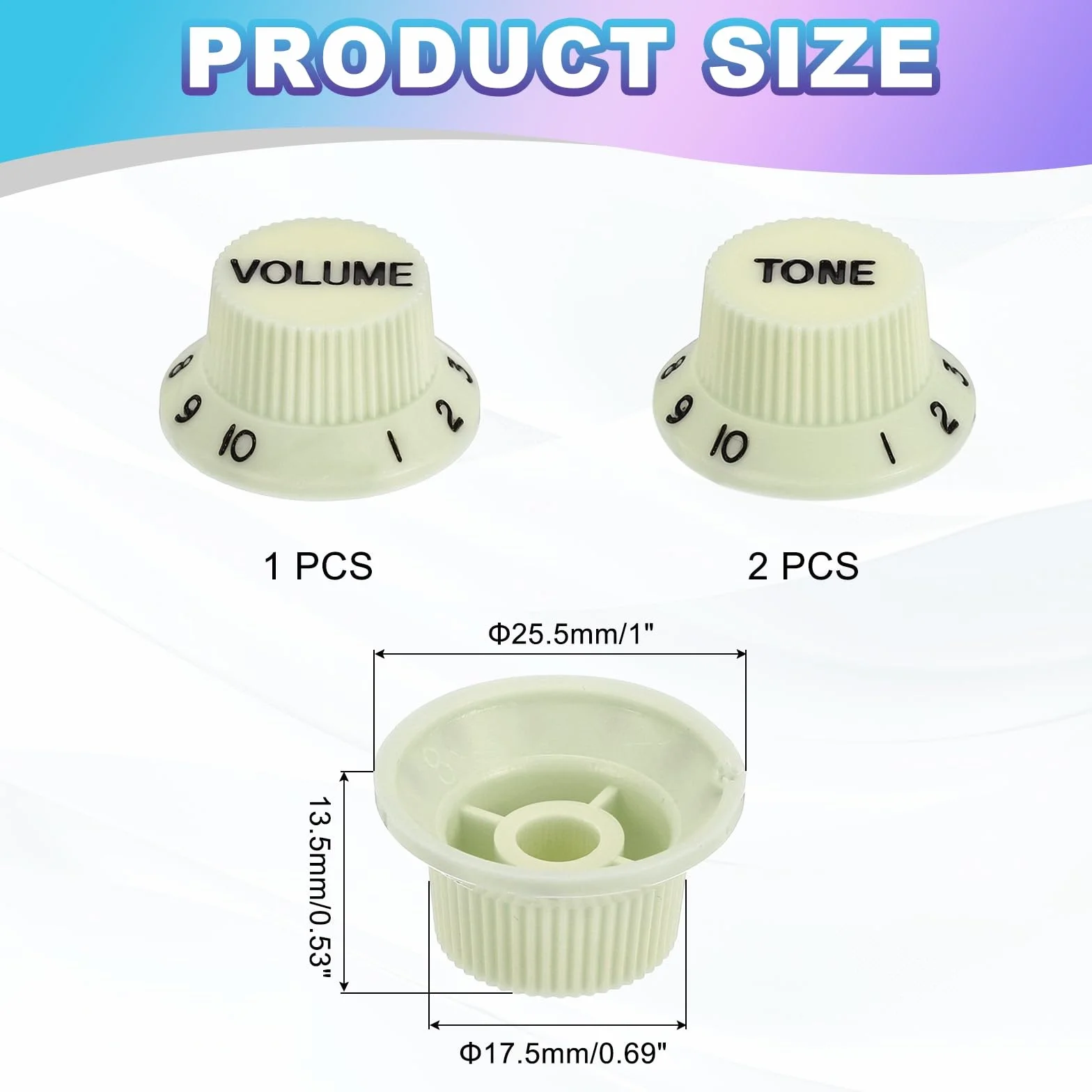 QUARKZMAN 3 sztuki metrycznych Top Hat Bell Knobs 1 Volume 2 Tone Control Guziki zestaw do gitar elektrycznych Bass Split Cholewka potencjometr Miętowy Zielony Czarny