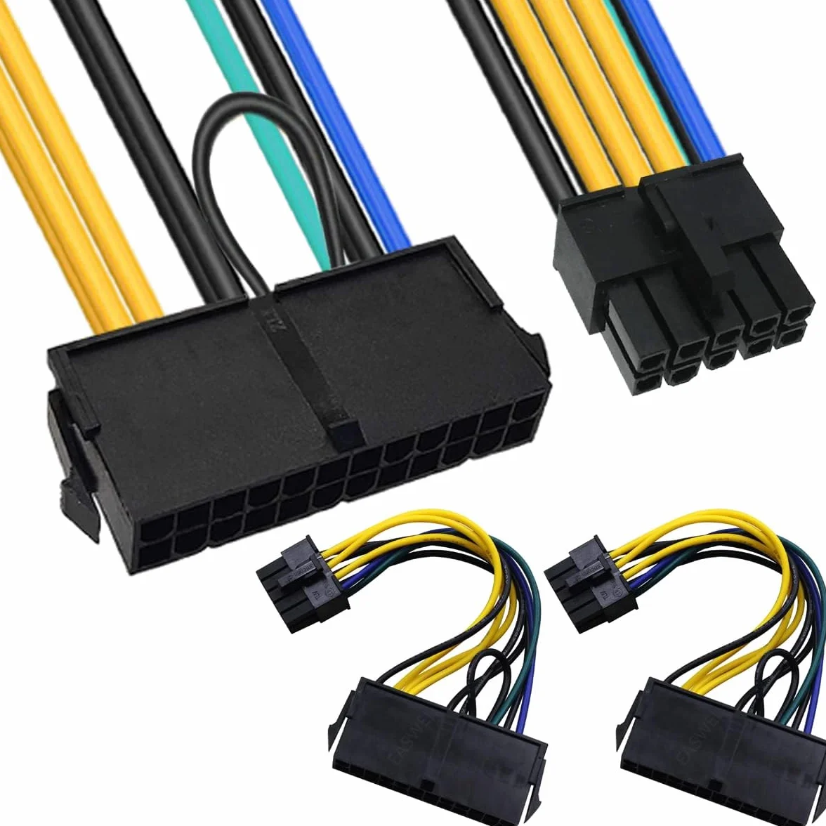 24-pinowy na 10-pinowy kabel zasilający ATX, 24-pinowy żeński do 10-pinowego męskiego złącza zasilacza ATX do płyty głównej Lenovo IBM, 2 szt., 13 cm 5 cali