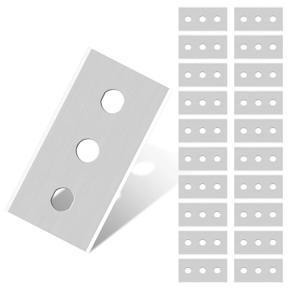 Flintronic 20 sztuk zapasowych ostrzy skrobaczki, trzy otwory skrobak ceramiczny, skrobak ceramiczny, metalowe ostrza wymienne do skrobaka, 43 x 22 mm