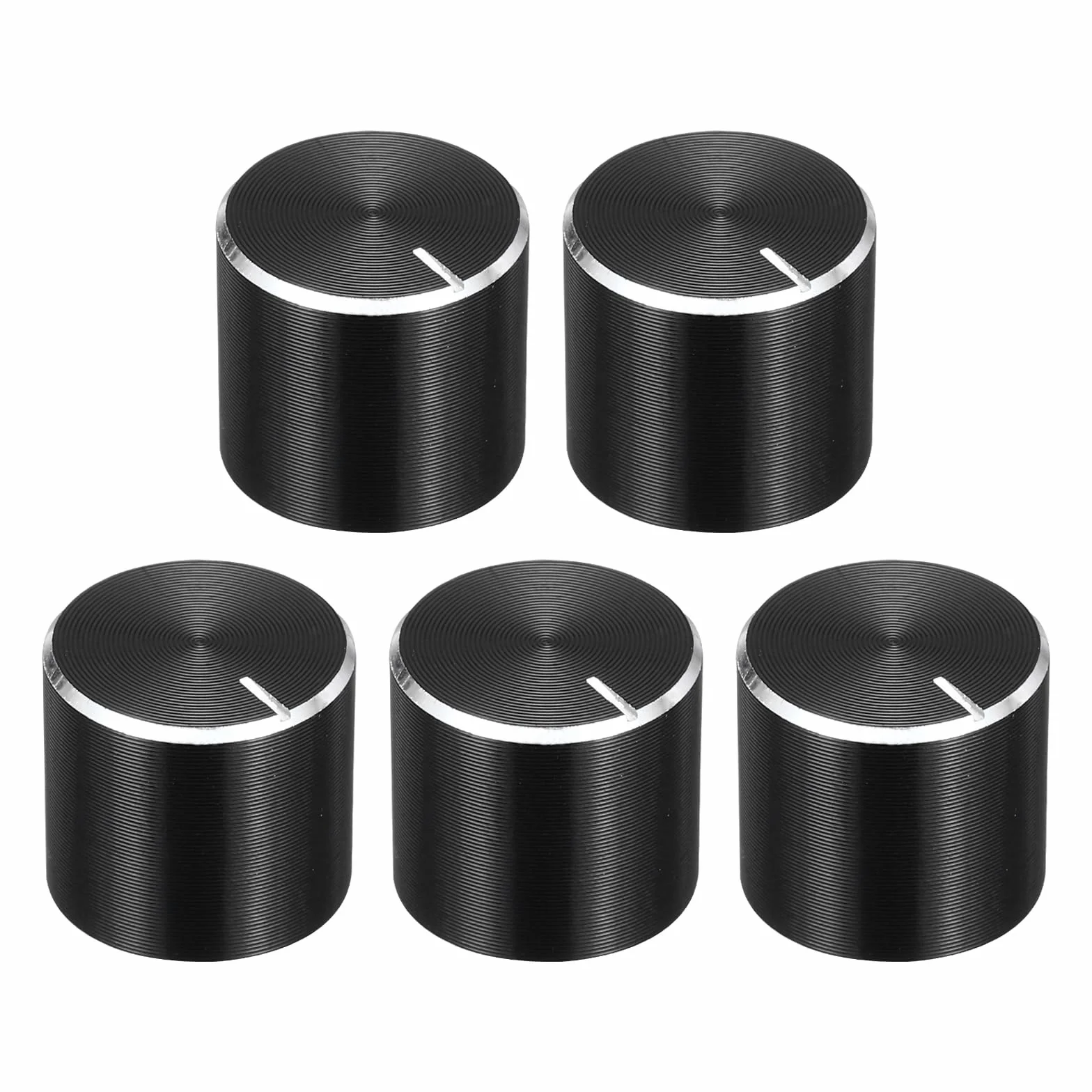 QUARKZMAN 5 sztuk guzików potencjometru radełkowany wał czarny aluminium 6 mm średnica wału pokrętło 15 mm x 13 mm regulator głośności przycisk akcesoria gitarowe
