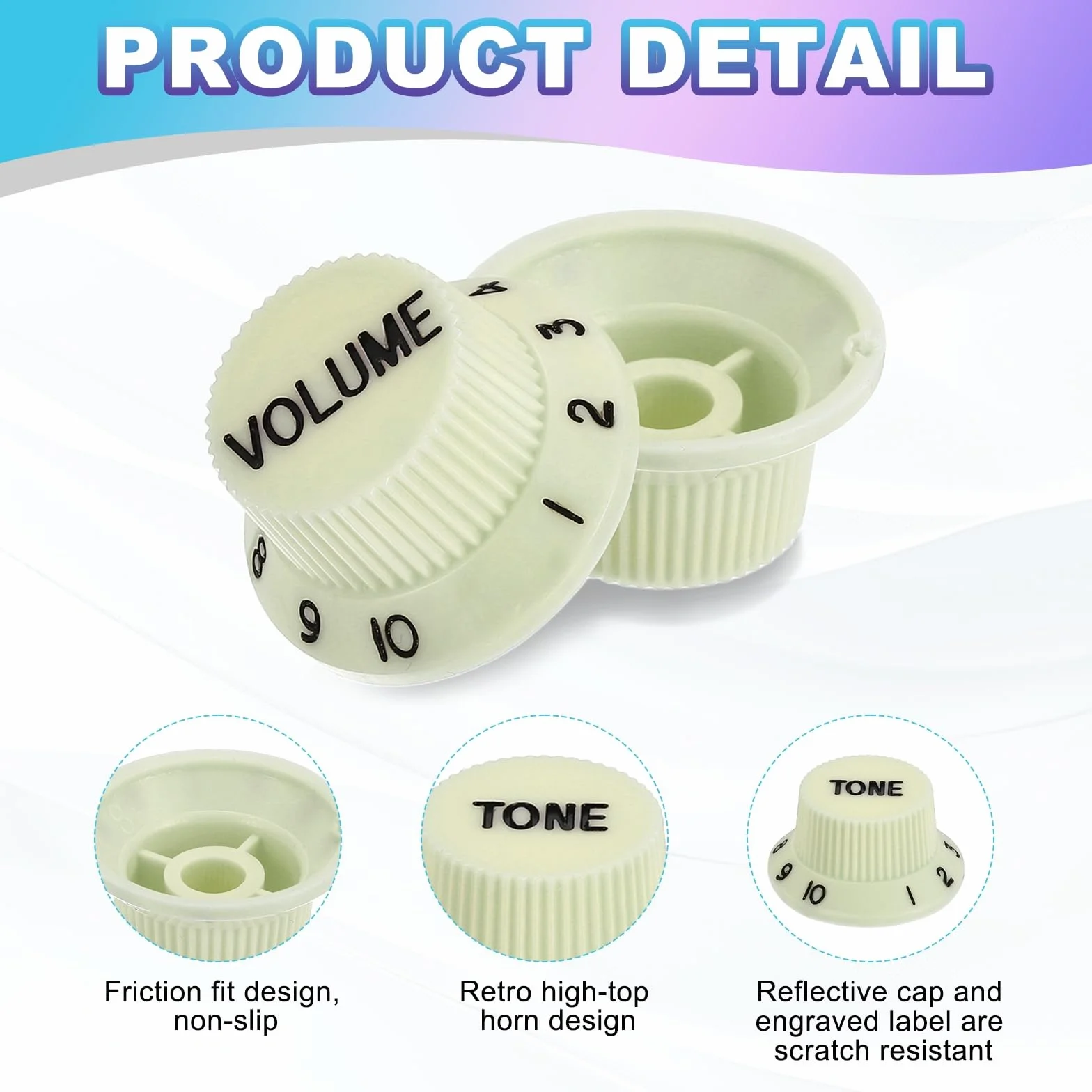 QUARKZMAN 3 sztuki metrycznych Top Hat Bell Knobs 1 Volume 2 Tone Control Guziki zestaw do gitar elektrycznych Bass Split Cholewka potencjometr Miętowy Zielony Czarny