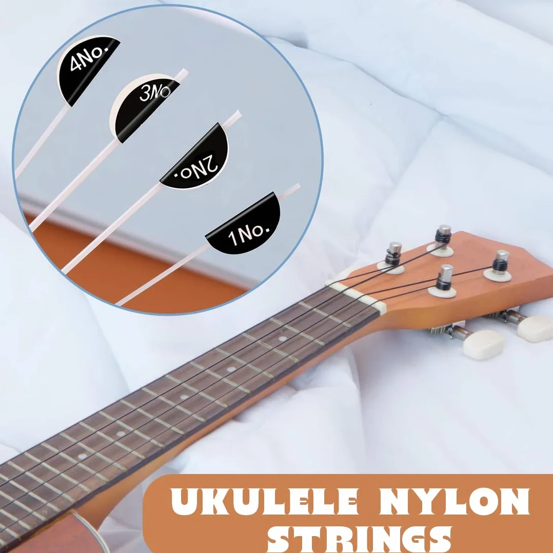 2 zestawy sznurków nylonowych do ukulele, 4 struny, nowy nylongut, do koncertujących ukulele/sopranowe, białe
