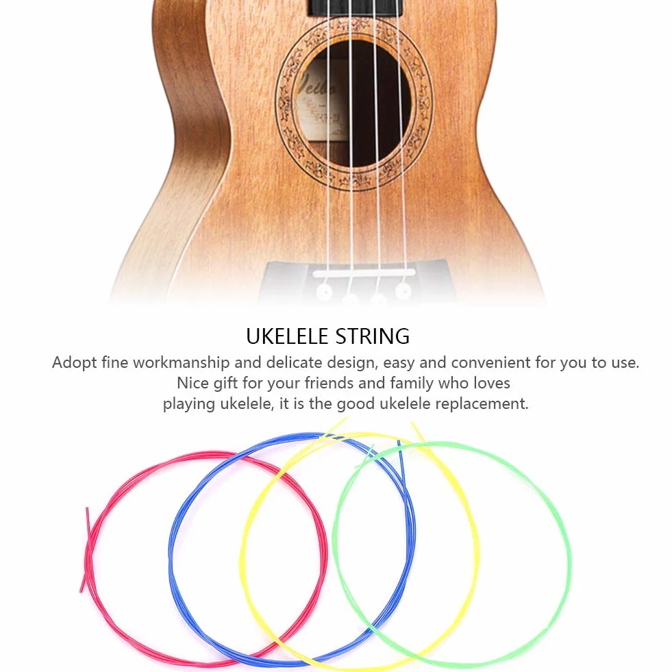 Struny do ukulele, 4 części, nylonowe ukulele, zestaw strun do ukulele, akcesoria