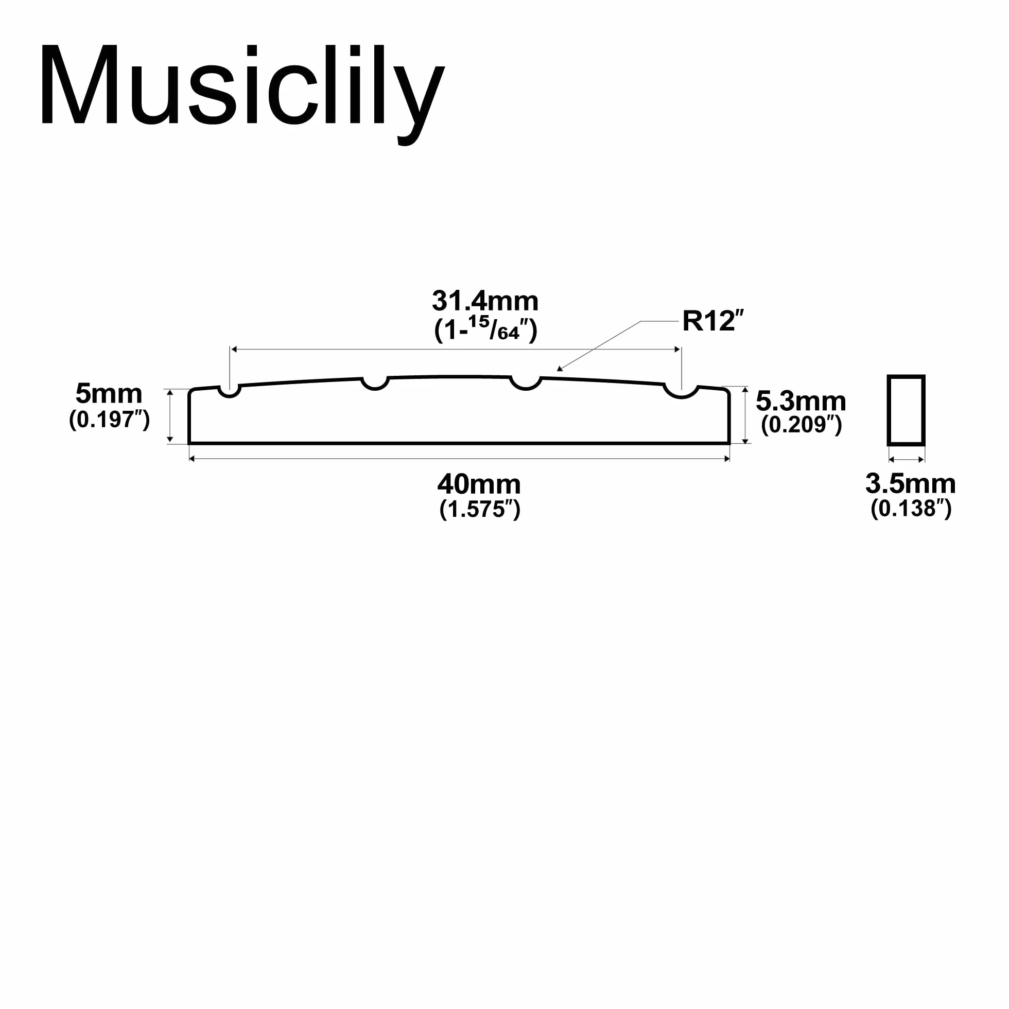 Musiclily Pro Plastik żywicy Mocznikowej 40mm Siodełko Jazz Bass do 4-strunowe Bas J Bass, Czarny(2 szt.)