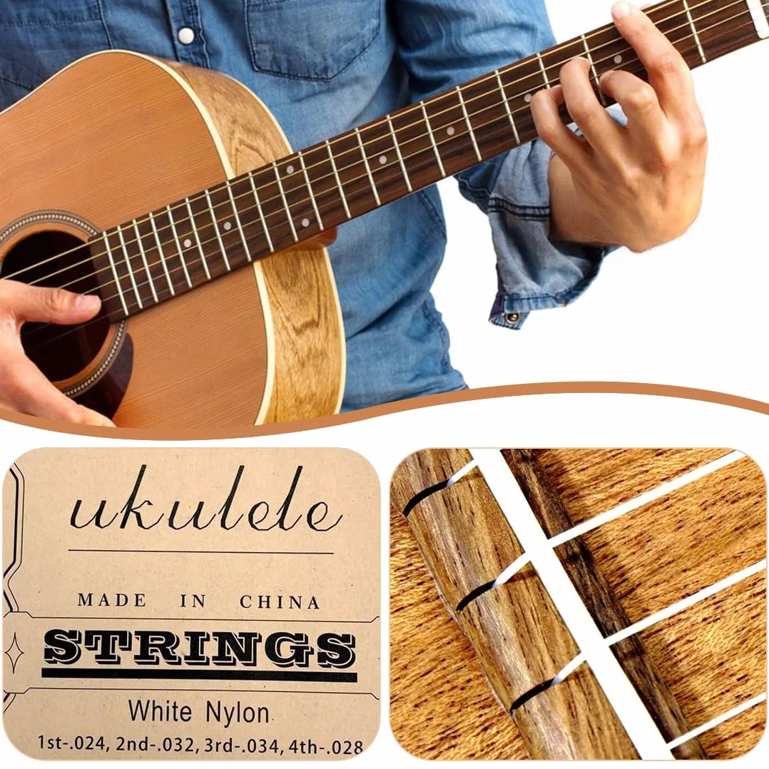 2 zestawy sznurków nylonowych do ukulele, 4 struny, nowy nylongut, do koncertujących ukulele/sopranowe, białe