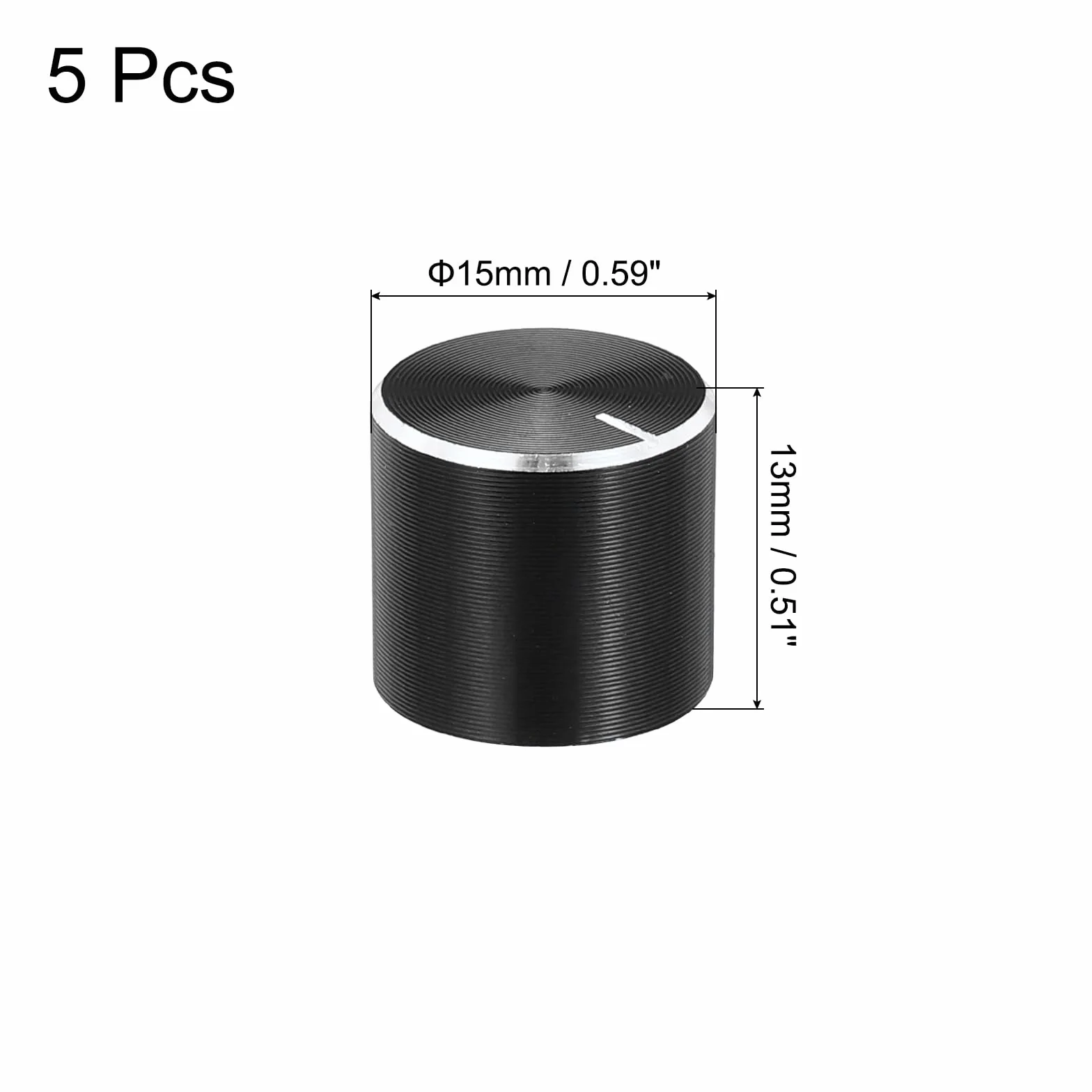 QUARKZMAN 5 sztuk guzików potencjometru radełkowany wał czarny aluminium 6 mm średnica wału pokrętło 15 mm x 13 mm regulator głośności przycisk akcesoria gitarowe