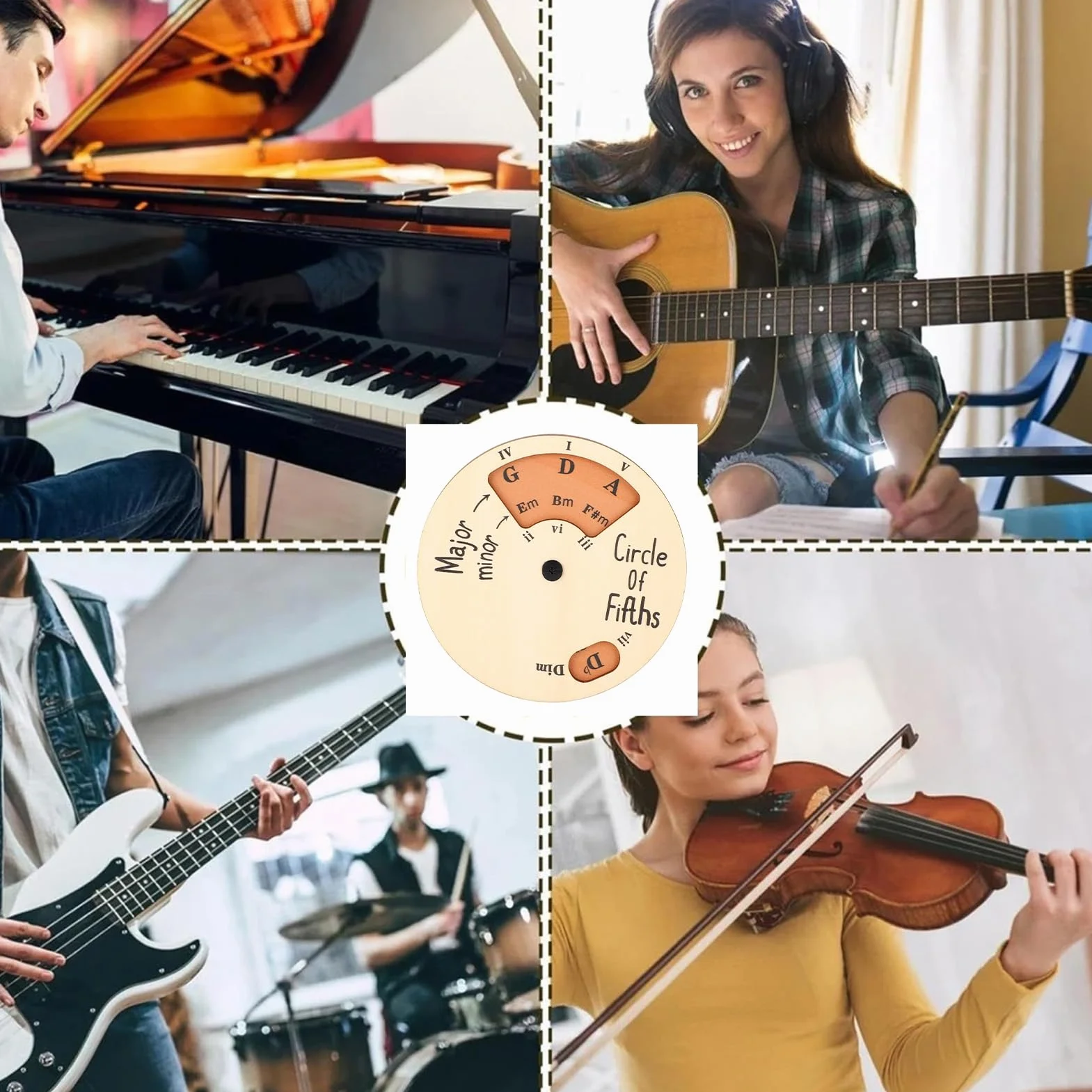 Narzędzie Akordów Melodii Koło Kwintowe Łatwe Odkrywanie Akordów Odblokowywanie dla Muzyków ćwiczących Skale i Akordy Muzyczne