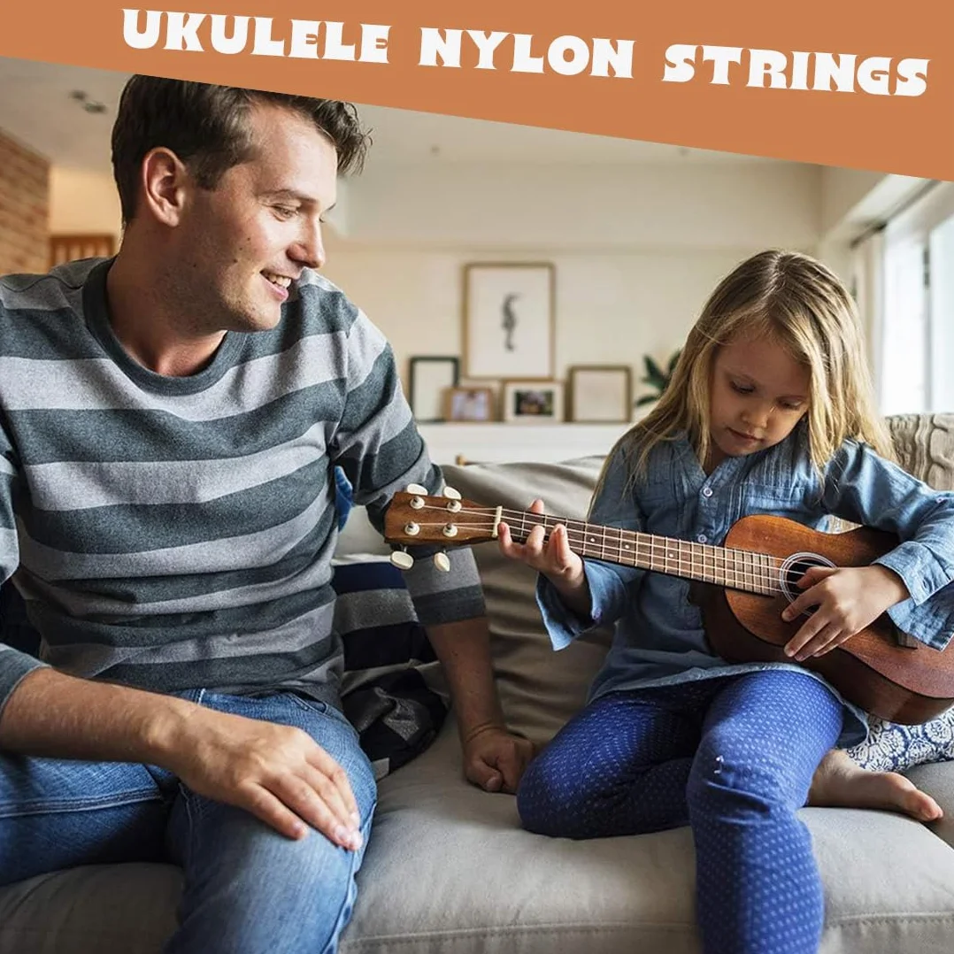 2 zestawy sznurków nylonowych do ukulele, 4 struny, nowy nylongut, do koncertujących ukulele/sopranowe, białe