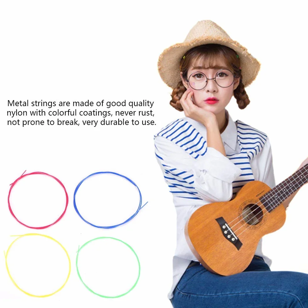 Struny do ukulele, 4 części, nylonowe ukulele, zestaw strun do ukulele, akcesoria