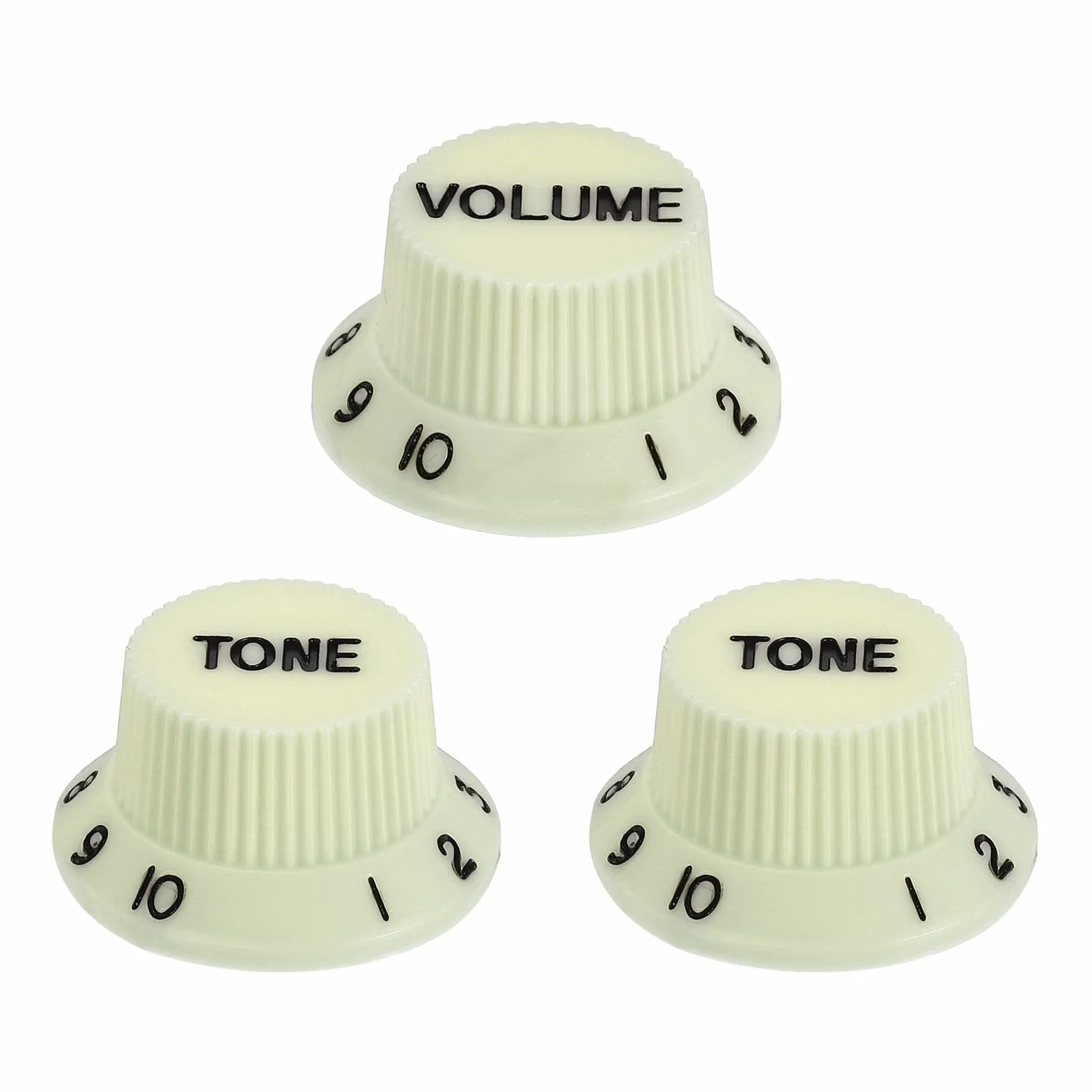 QUARKZMAN 3 sztuki metrycznych Top Hat Bell Knobs 1 Volume 2 Tone Control Guziki zestaw do gitar elektrycznych Bass Split Cholewka potencjometr Miętowy Zielony Czarny