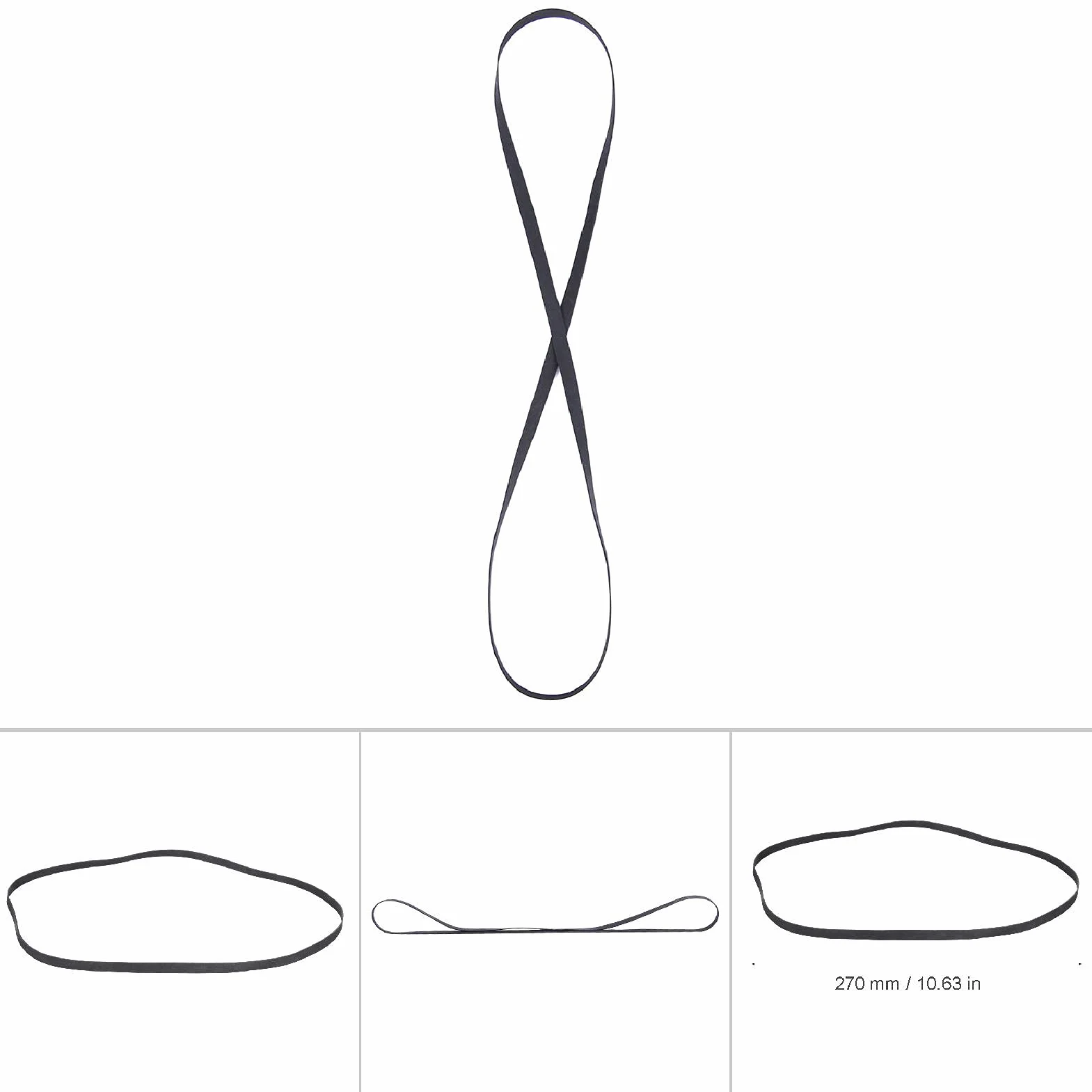 KIMISS Zamiennik Paska Gramofonu do Gramofonów — Czarny Pasek Gumowy (Obwód 1L11 270mm)