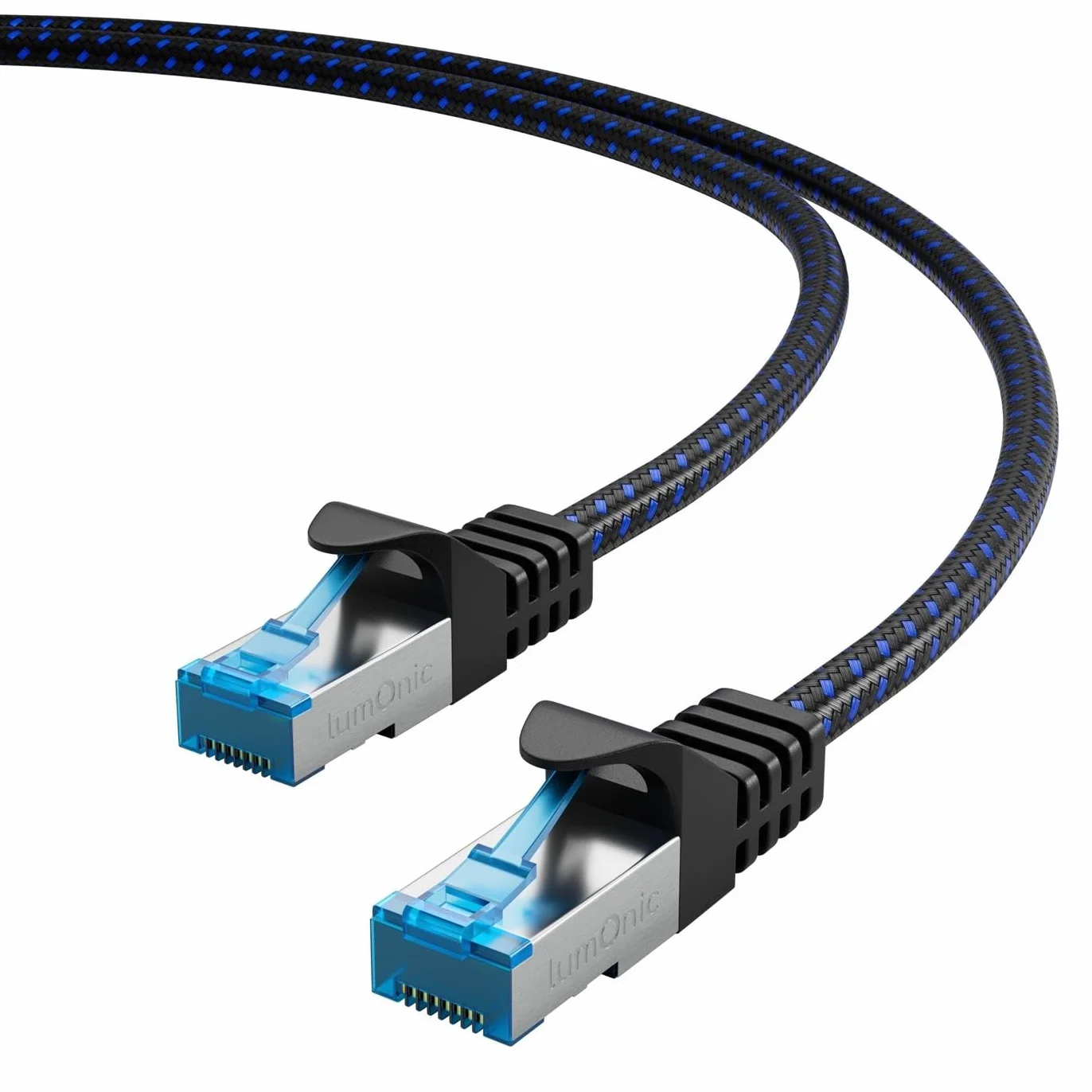 Lumonic CAT8.1 Kabel krosowy S/FTP 3m | RJ45 | Czarny Niebieski Najwyzszej jakosci nylon | Ethernet LAN | Kabel sieciowy