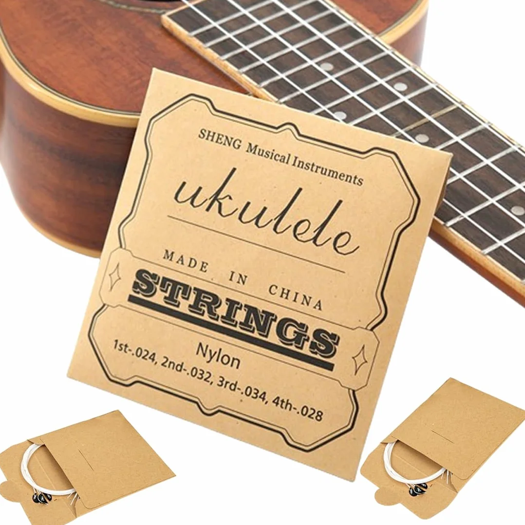2 zestawy sznurków nylonowych do ukulele, 4 struny, nowy nylongut, do koncertujących ukulele/sopranowe, białe